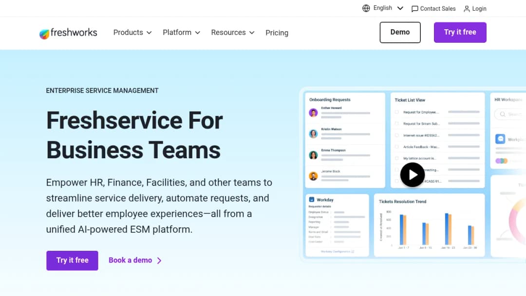 Freshworks Freshservice for Business Teams screenshot