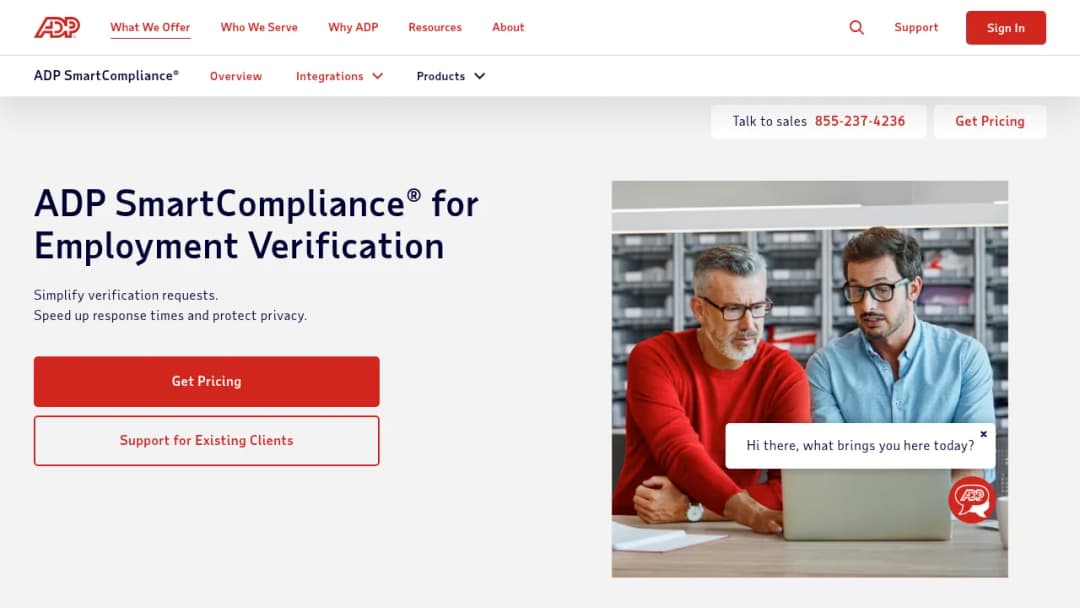 ADP Employment Verification screenshot