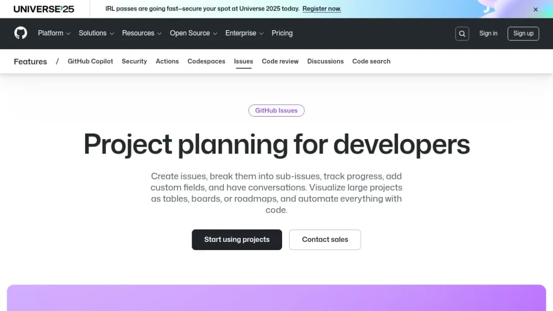 GitHub Issues screenshot