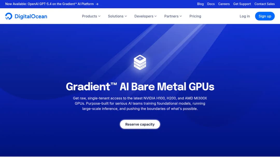 DigitalOcean Bare Metal GPUs screenshot