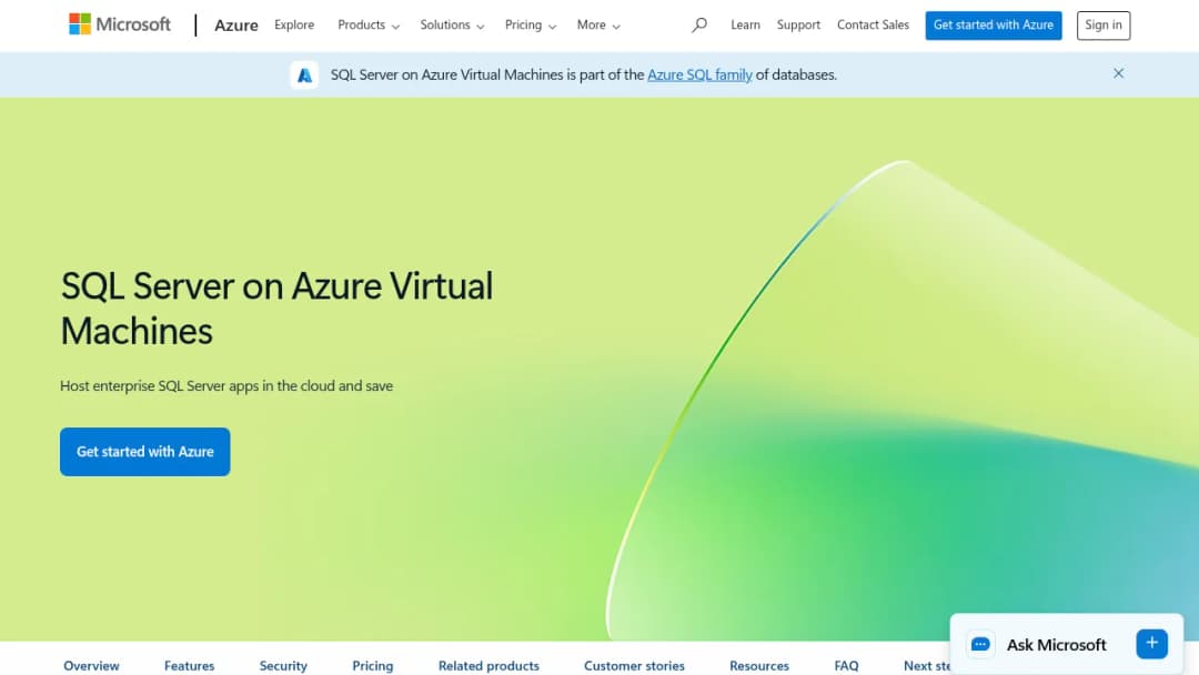 Microsoft SQL Server on Azure Virtual Machines screenshot