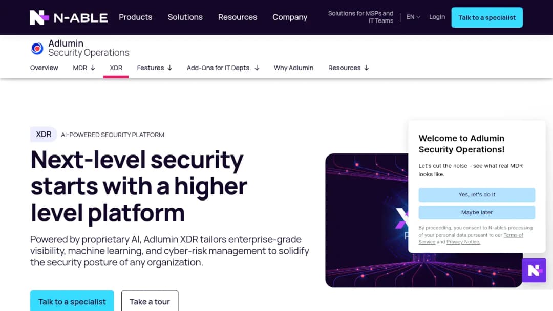 N-able XDR Platform screenshot