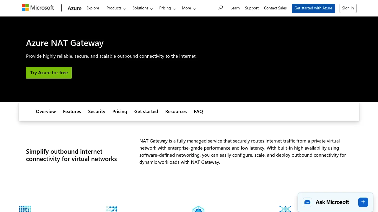Azure NAT Gateway screenshot