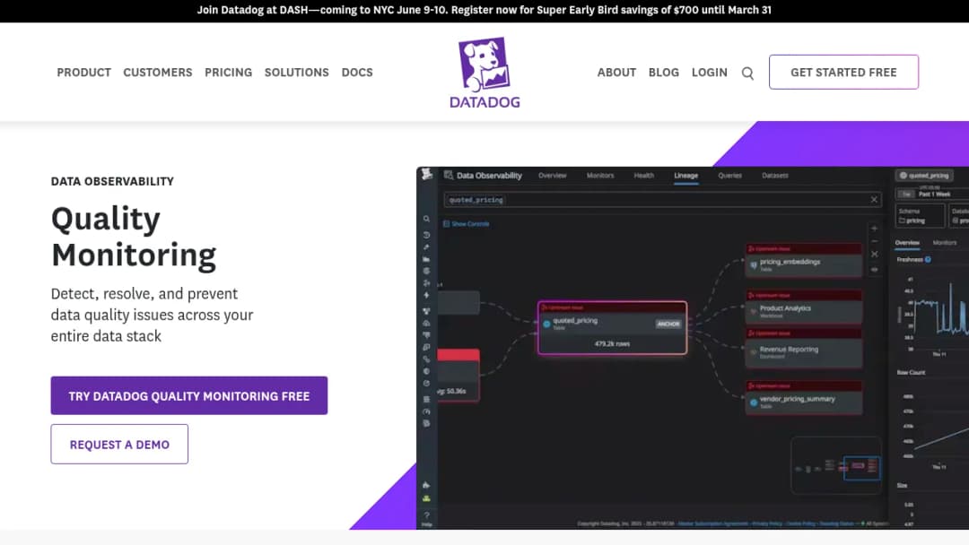Datadog Quality Monitoring screenshot