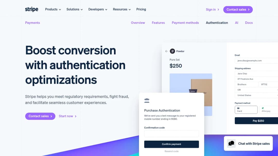 Stripe Authentication screenshot