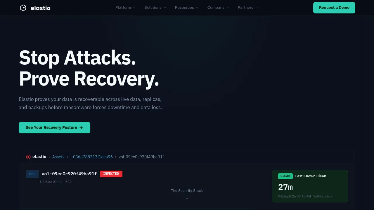 Elastio screenshot