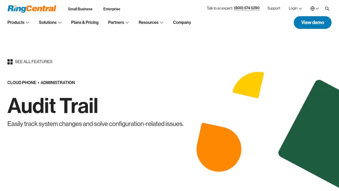 RingCentral Audit Trail screenshot