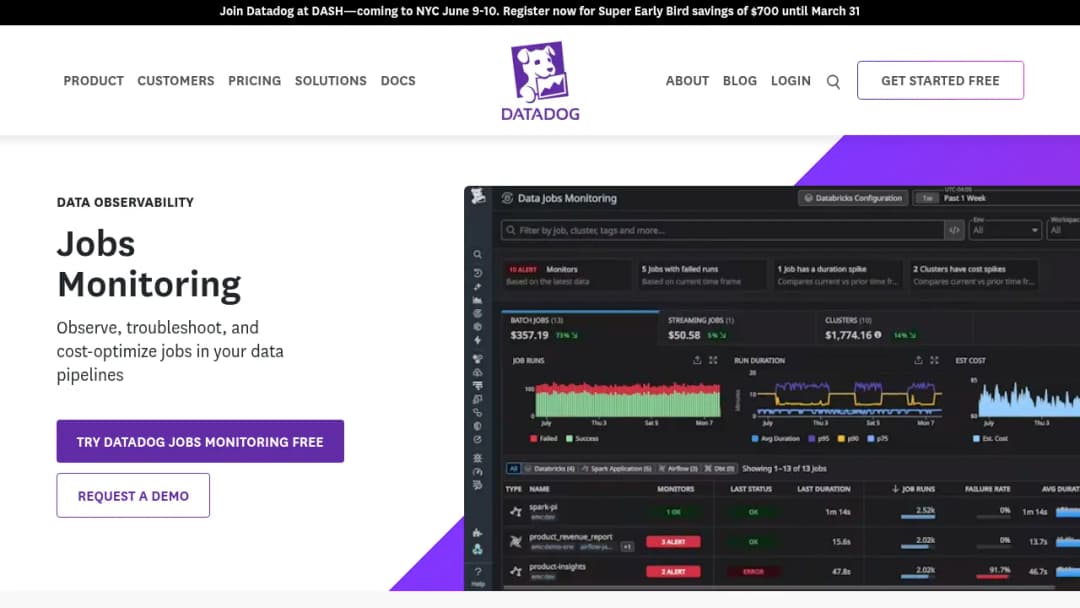 Datadog Jobs Monitoring screenshot