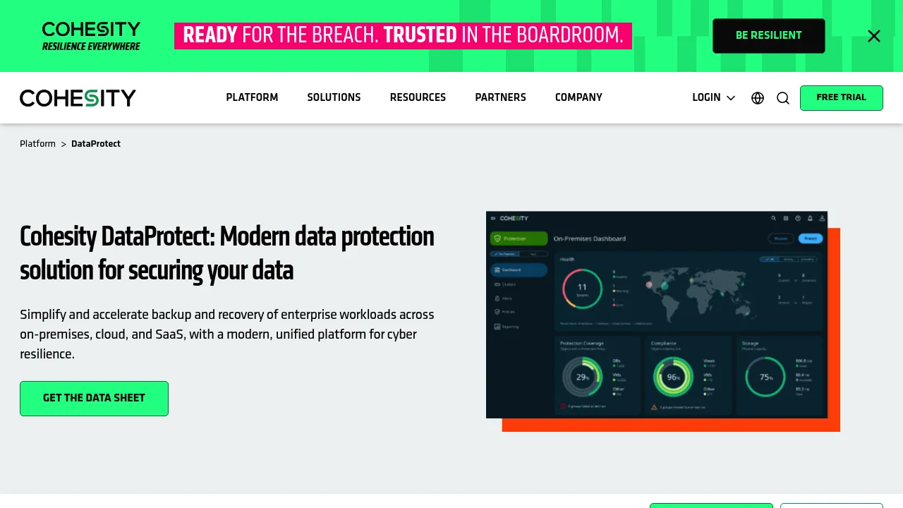Cohesity DataProtect screenshot