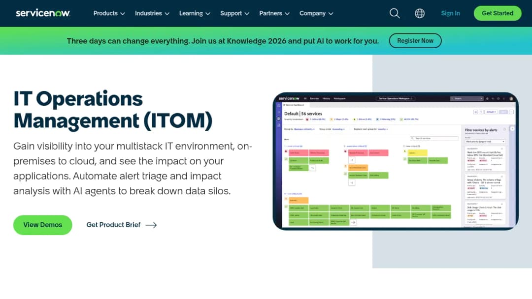 ServiceNow IT Operations Management screenshot