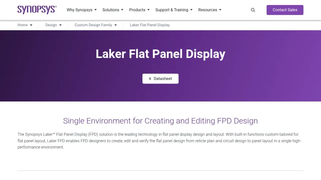 Synopsys Laker Flat Panel Display screenshot