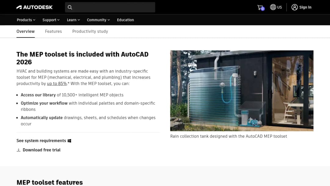 Autodesk AutoCAD MEP screenshot