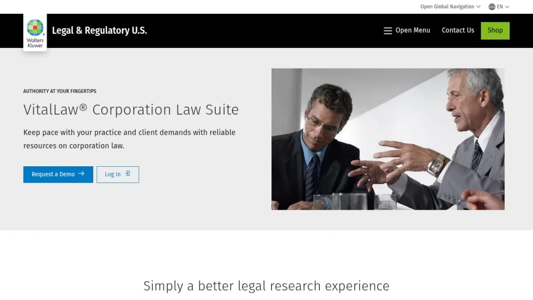 Wolters Kluwer VitalLaw® Corporation Law Suite screenshot