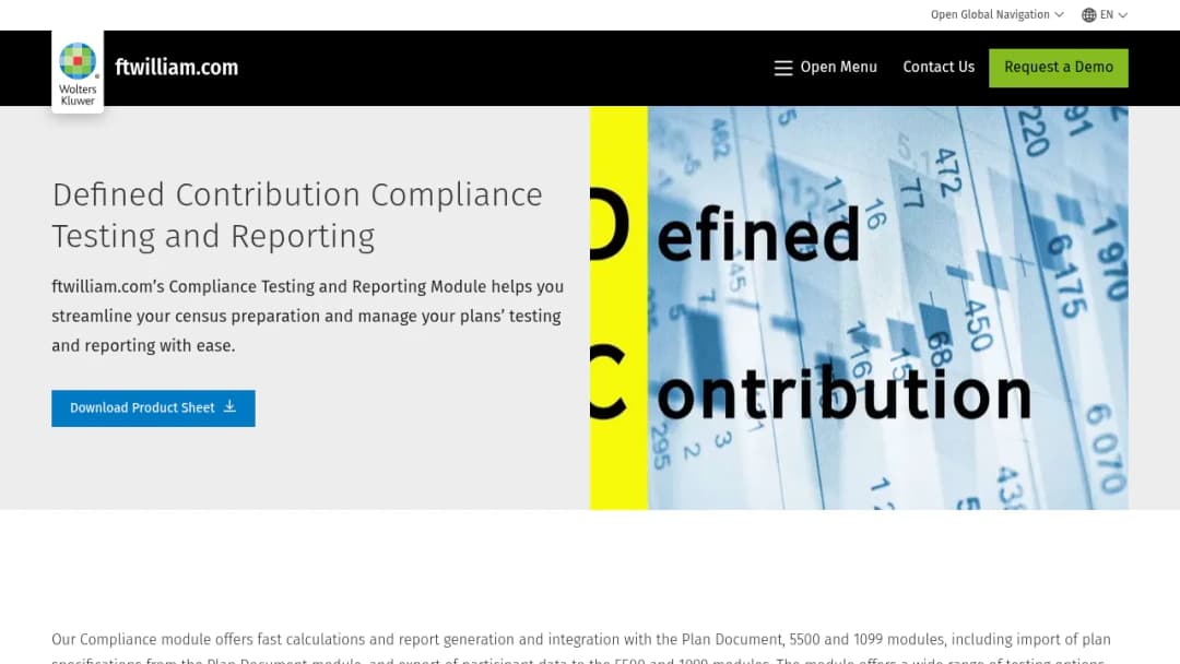 Wolters Kluwer Defined Contribution Compliance Testing and Reporting screenshot