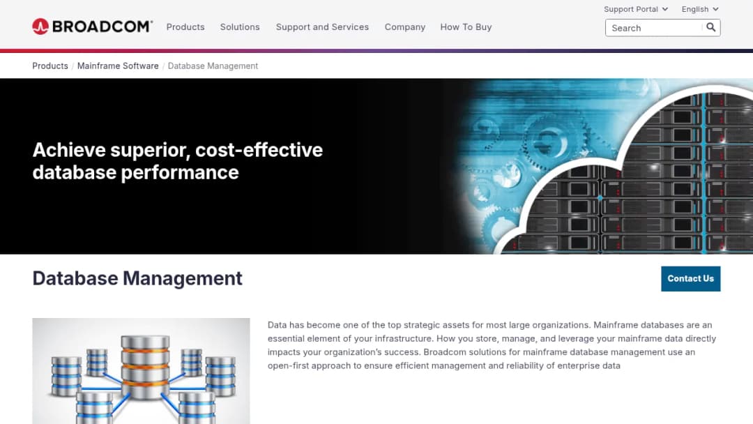 Broadcom Mainframe Database Management screenshot