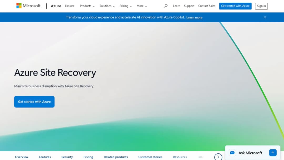 Azure Site Recovery screenshot