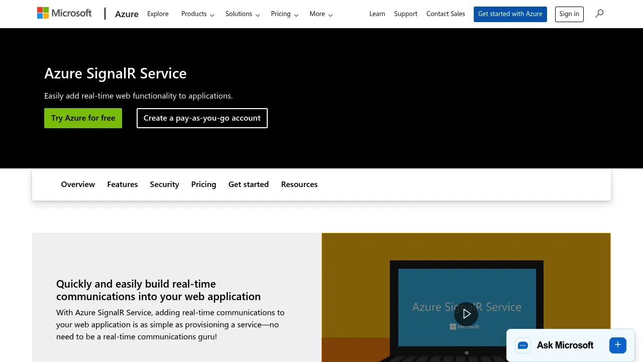 Azure SignalR Service screenshot