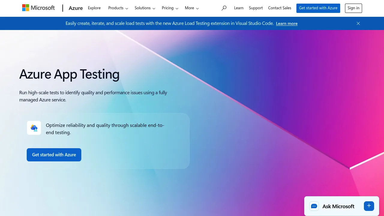 Azure App Testing screenshot