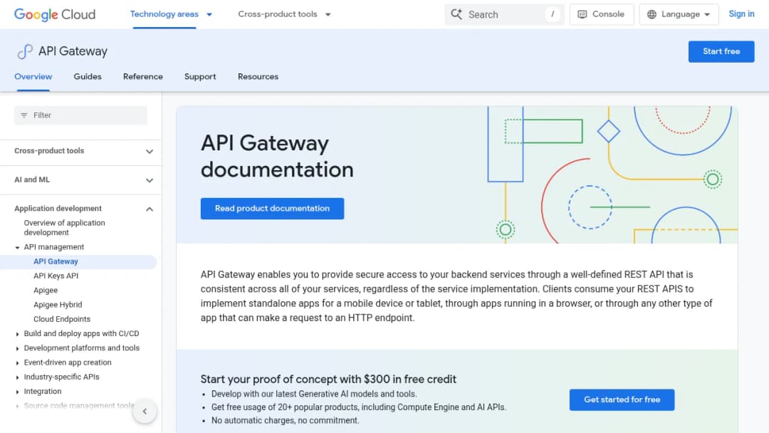 Google API Gateway screenshot