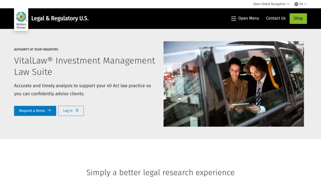 Wolters Kluwer VitalLaw® Investment Management Law Suite screenshot