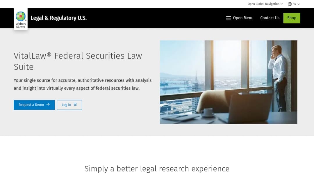 Wolters Kluwer VitalLaw® Federal Securities Law Suite screenshot