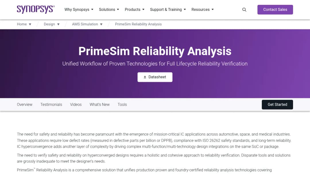 Synopsys PrimeSim Reliability Analysis screenshot