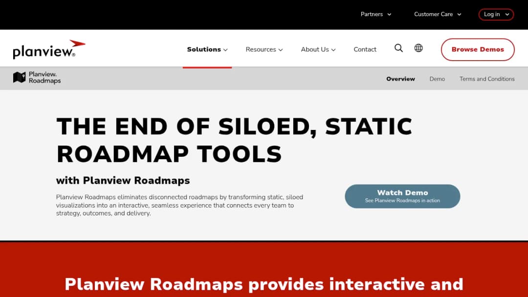 Planview® Roadmaps screenshot