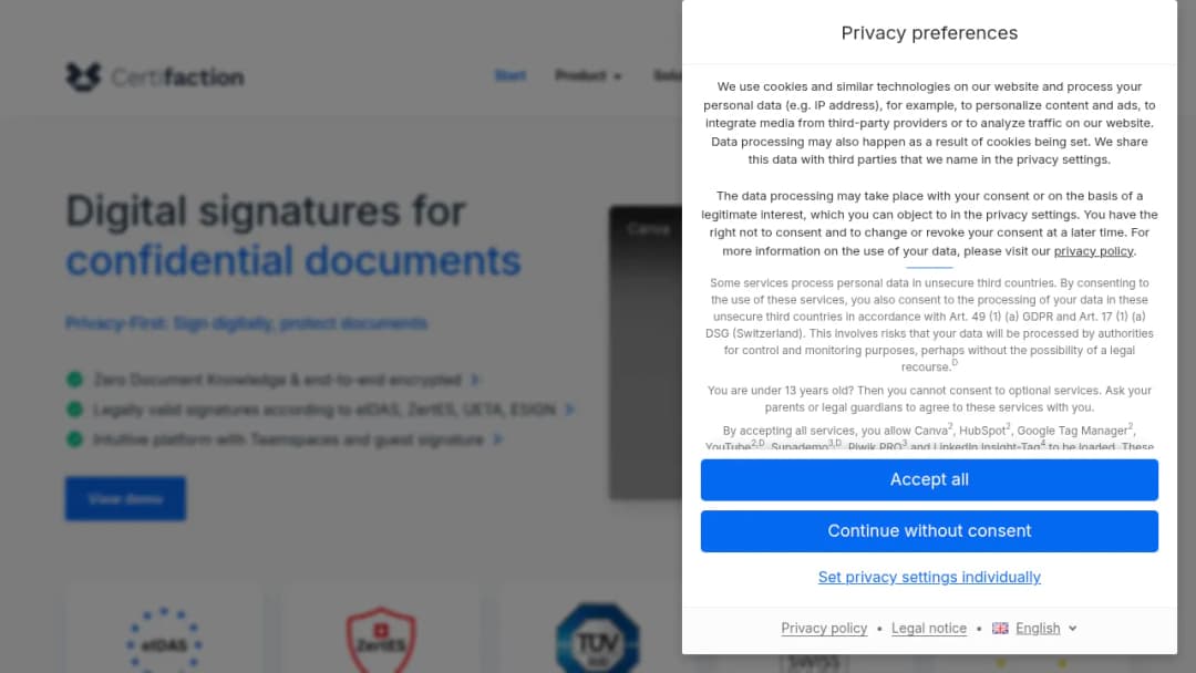 Certifaction screenshot