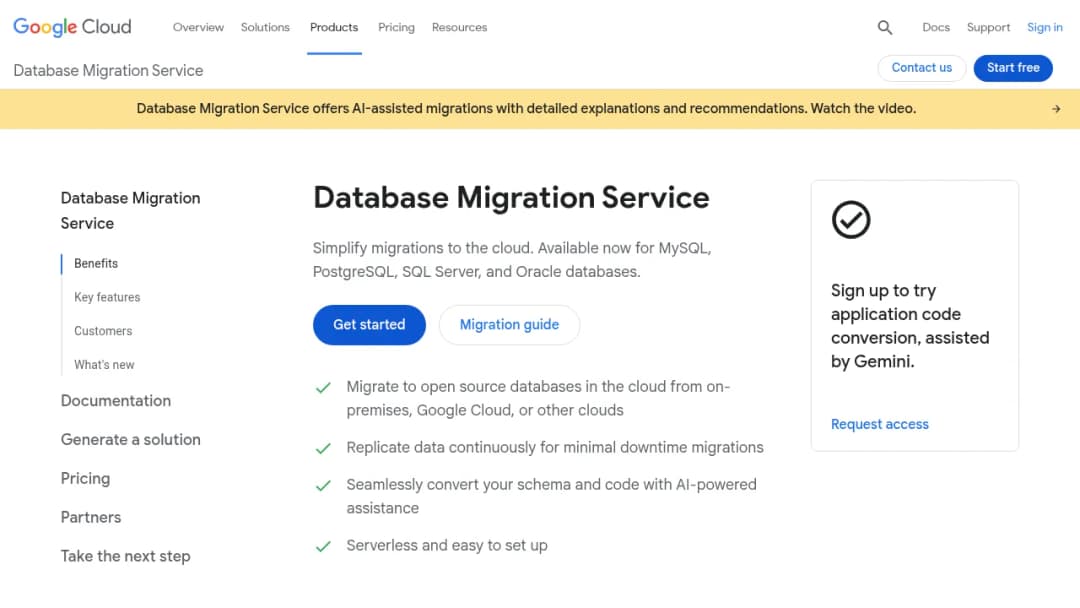 Database Migration Service screenshot