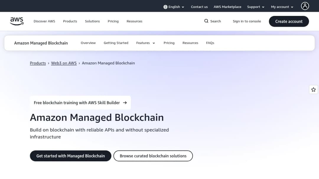 Amazon Managed Blockchain screenshot