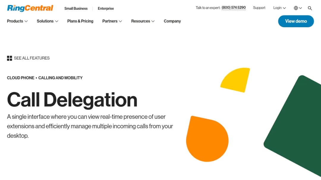RingCentral Call delegation screenshot