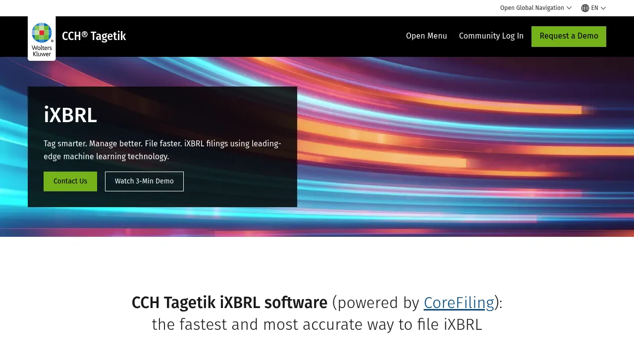 Wolters Kluwer CCH Tagetik: iXBRL screenshot