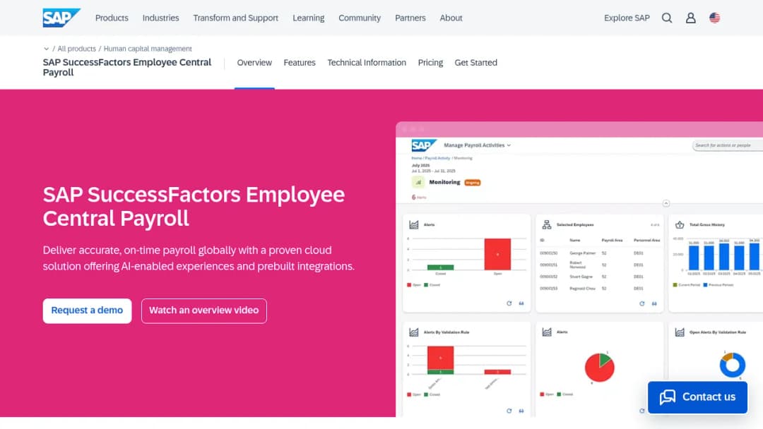 SAP SuccessFactors Employee Central Payroll screenshot