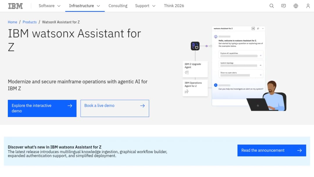 IBM Watsonx Assistant for Z screenshot