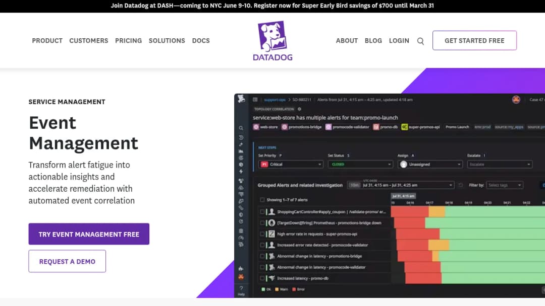 Datadog Event Management screenshot