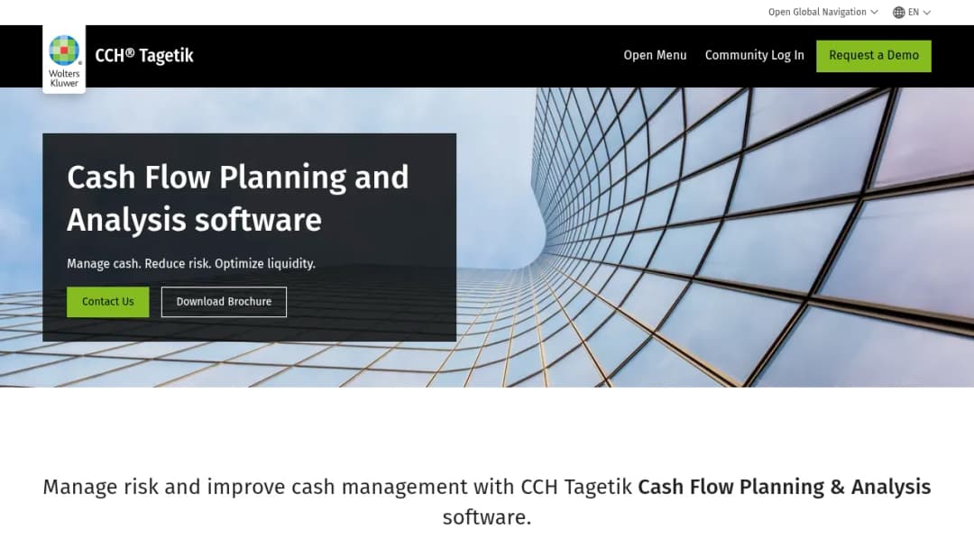Wolters Kluwer CCH Tagetik: Cash Flow Planning and Analysis software screenshot