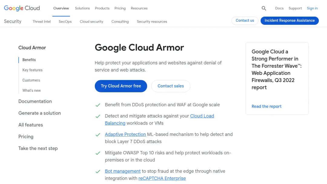 Google Cloud Armor screenshot