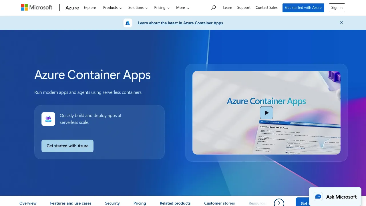 Azure Container Apps screenshot