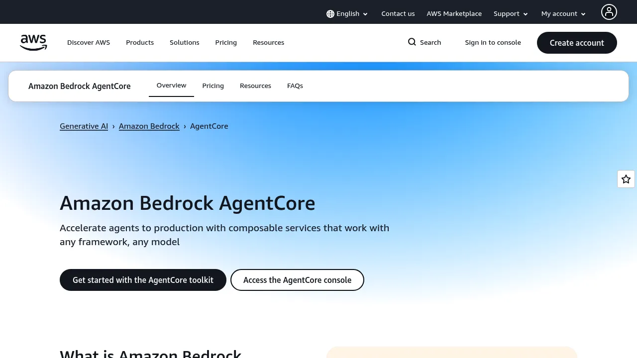 Amazon Bedrock AgentCore screenshot