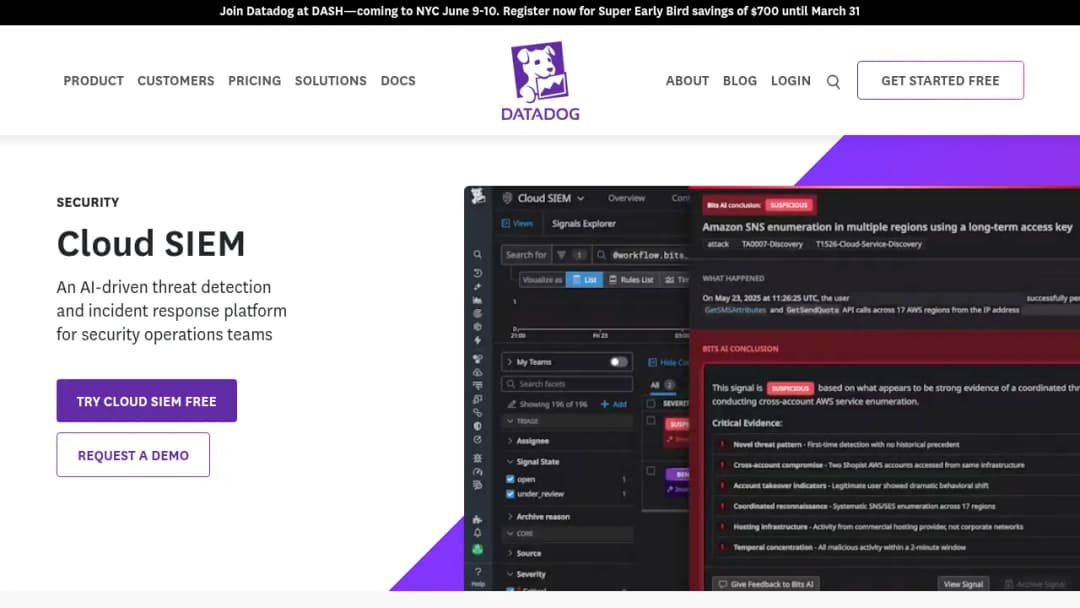 Datadog Cloud SIEM screenshot