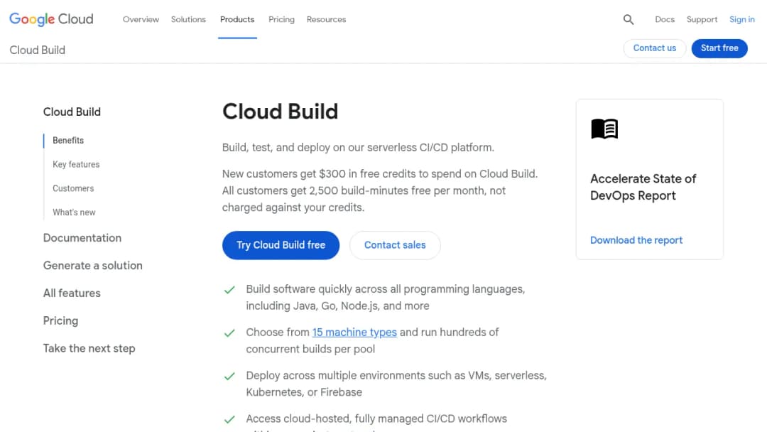 Cloud Build screenshot