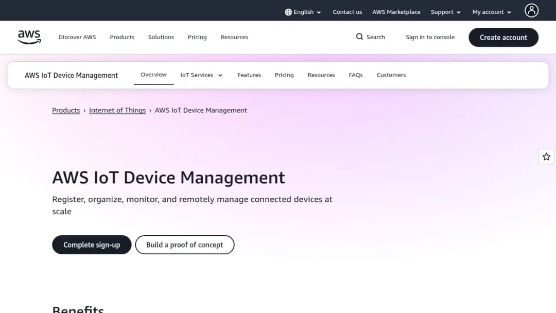 AWS IoT Device Management screenshot