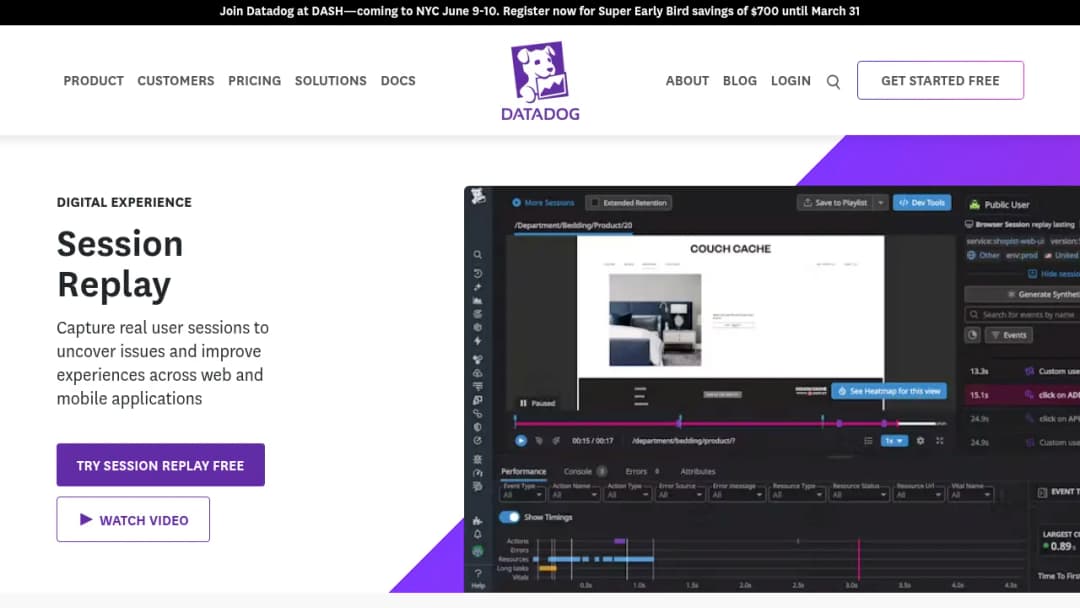 Datadog Session Replay screenshot