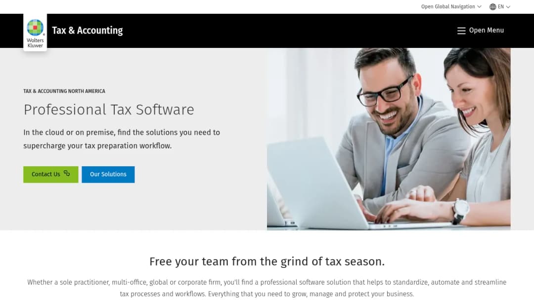 Wolters Kluwer Tax solutions for accounting firms screenshot
