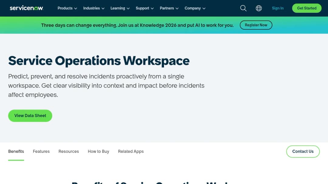 ServiceNow Service Operations Workspace screenshot