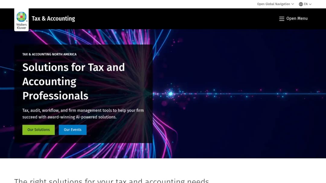 Wolters Kluwer Tax & Accounting U.S. Hub screenshot