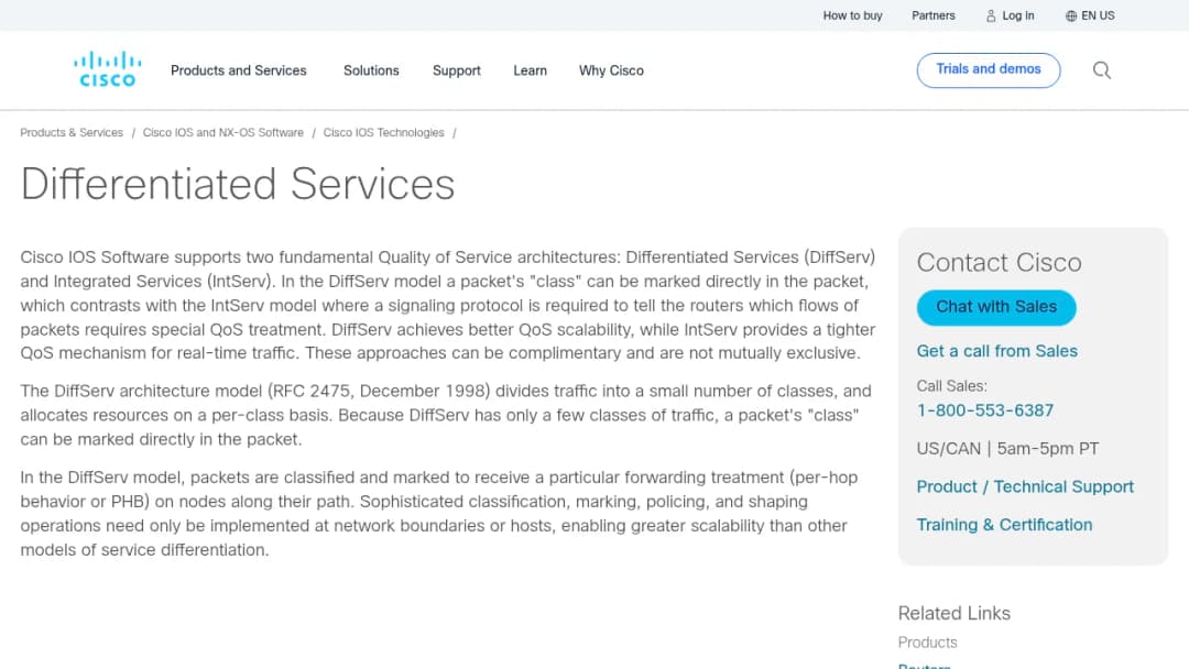 Cisco Differentiated Services screenshot