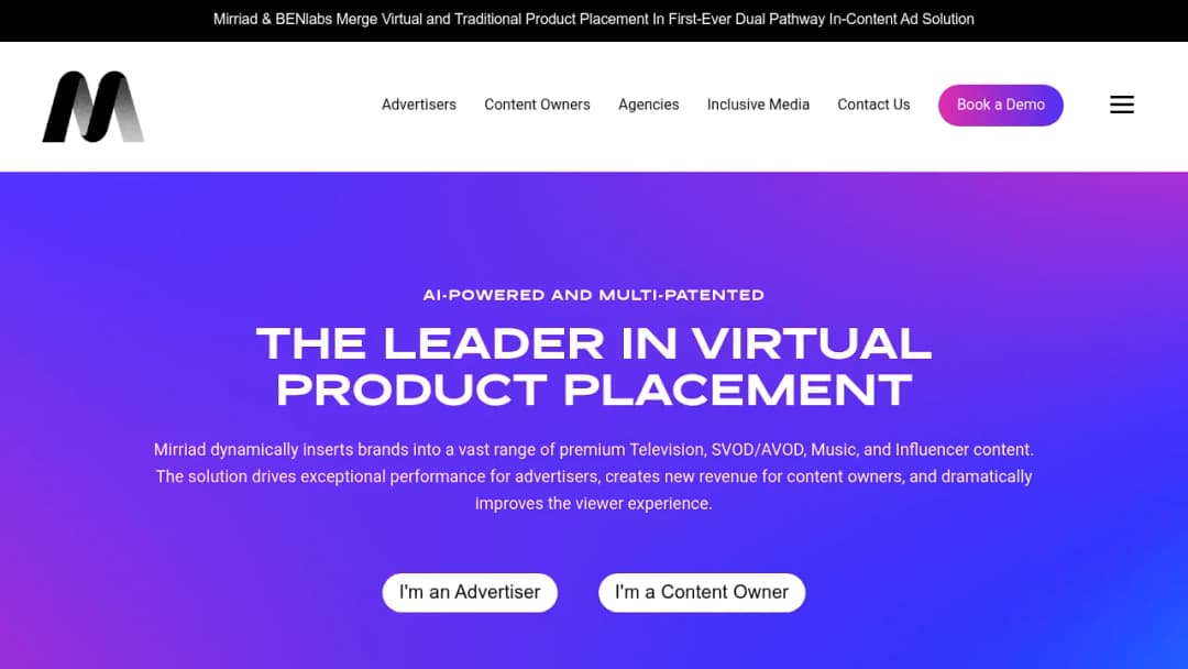 Mirriad Advertising screenshot