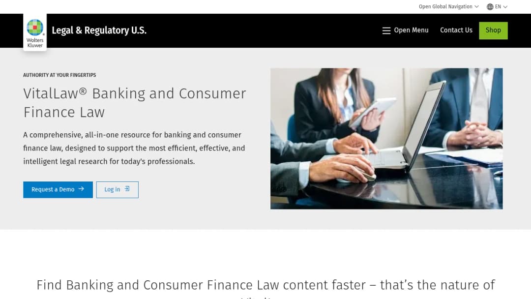 Wolters Kluwer VitalLaw® Banking and Consumer Finance Law screenshot