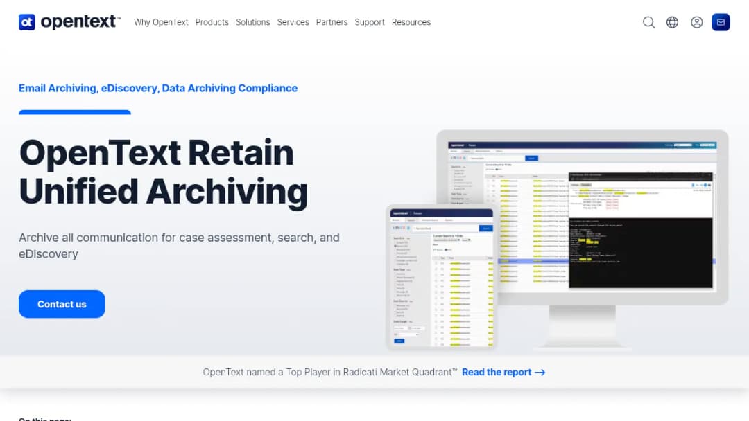 OpenText Retain Unified Archiving screenshot